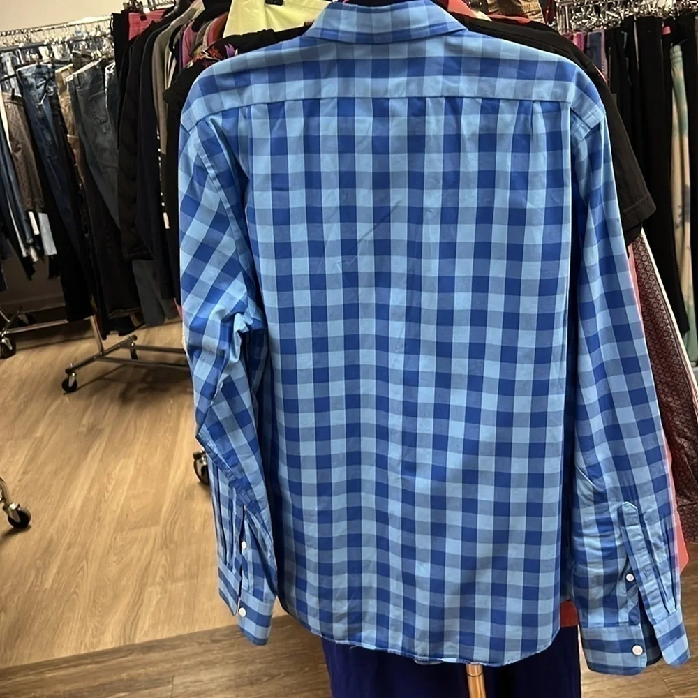 Men’s J.Crew size large slim fit, multi blue button up shirt